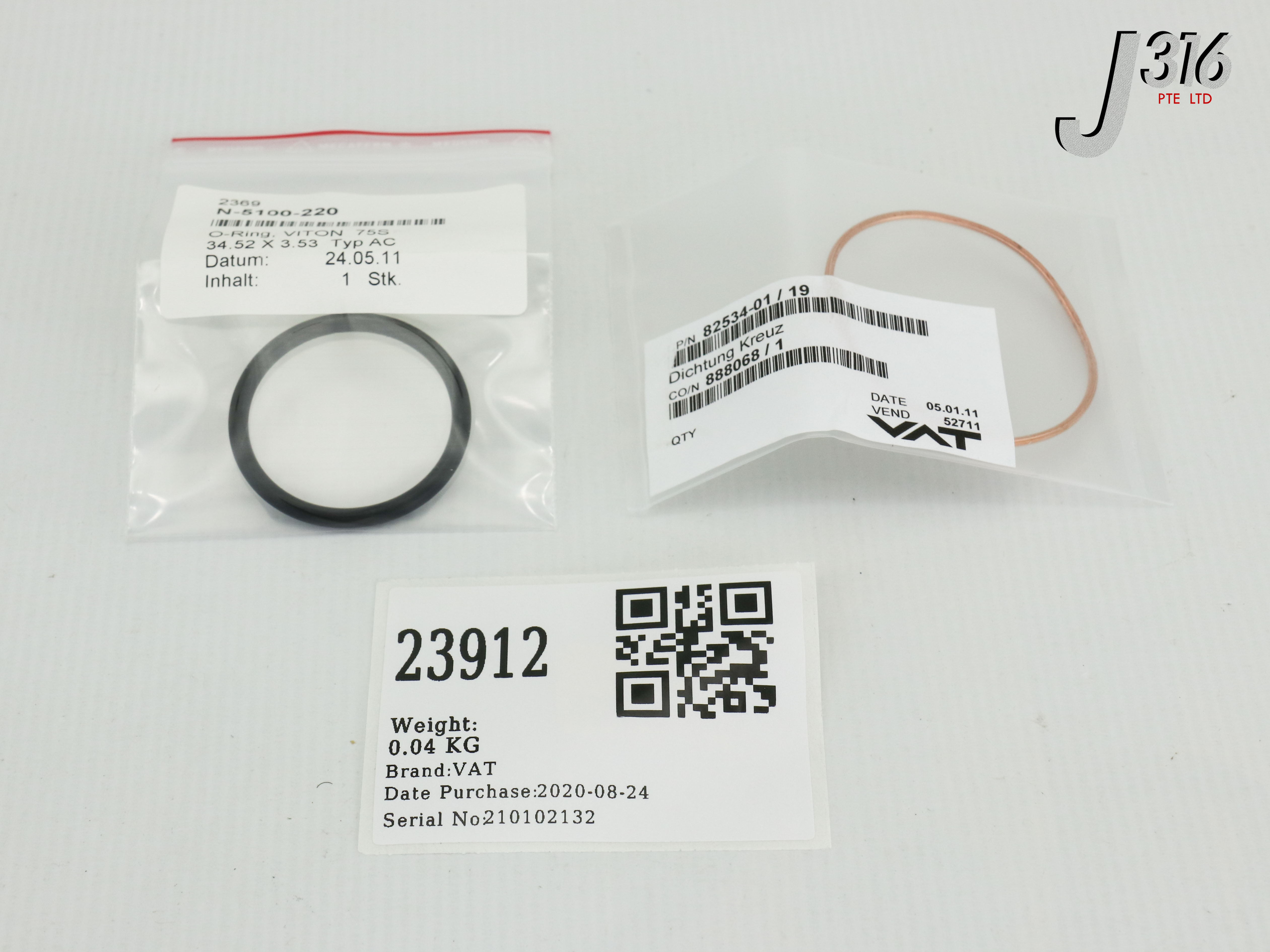 リクエスト 23912 VAT SEAL KIT VACUUM, P/N: 82534-01, N-5100-220 (NEW) 81770